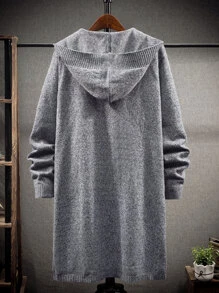 Manfinity Homme Men Open Front Hooded Cardigan Without Tee - Grey - View 2