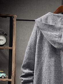 Manfinity Homme Men Open Front Hooded Cardigan Without Tee - Grey - View 4