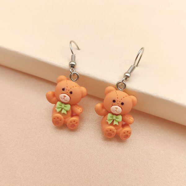 

Cartoon Bear Drop Earrings, Multicolor