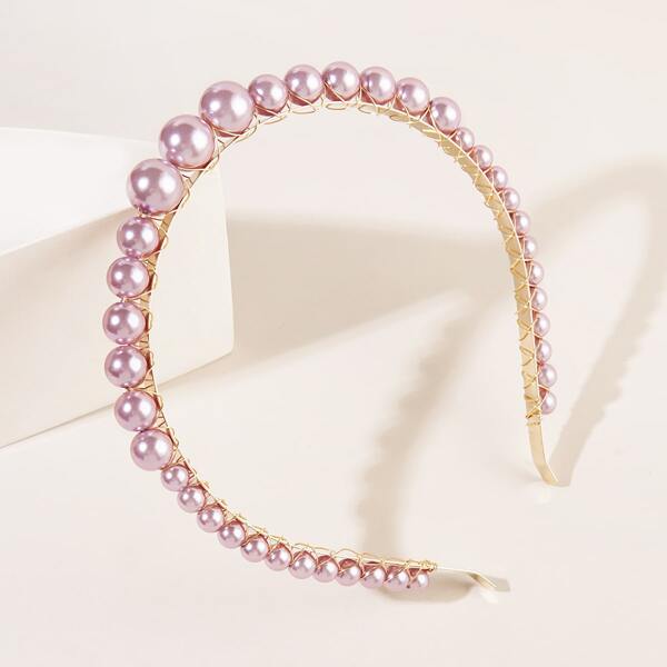 

Faux Pearl Decor Headband, Purple