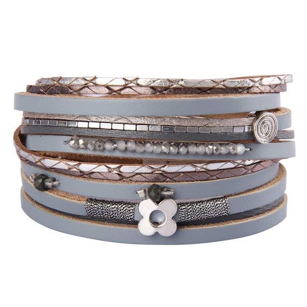 

Magnetic Clasp Multilayer Bracelet, Grey