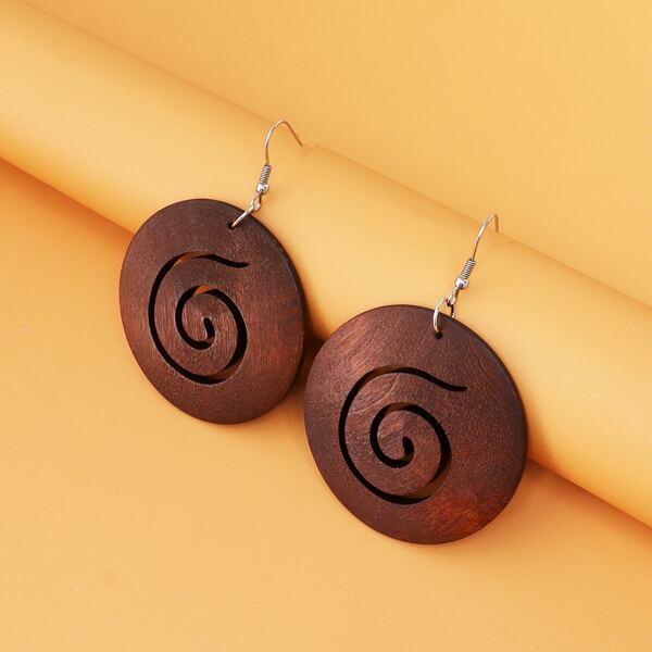 

Snail Decor Drop Earrings, Brown