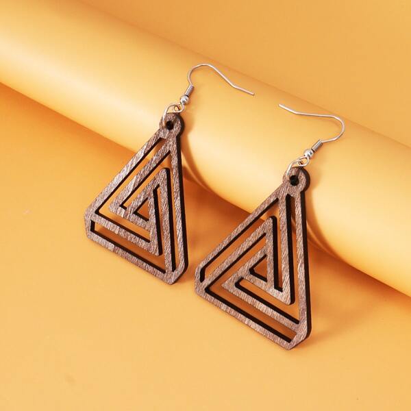 

Hollow Out Triangle Drop Earrings, Brown