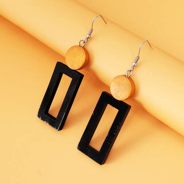 

Geo Decor Drop Earrings, Black