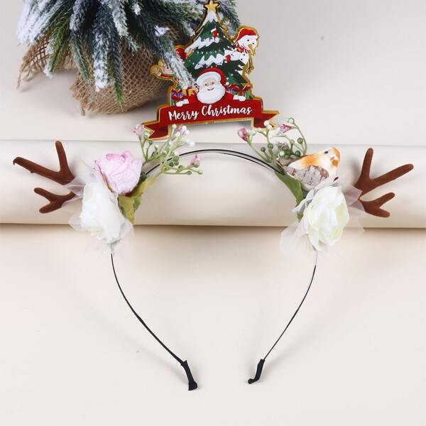 

Antlers & Flower Decor Headband, Multicolor