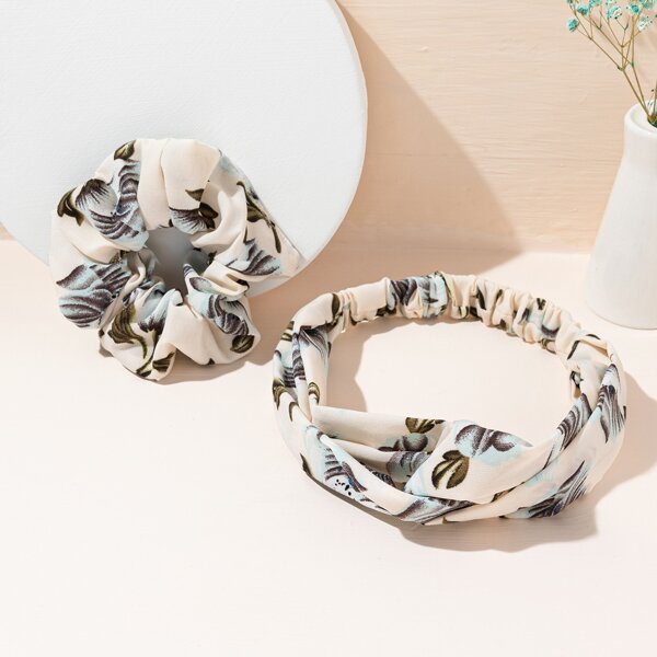 

Flower Print Hair Band & Scrunchie, Multicolor