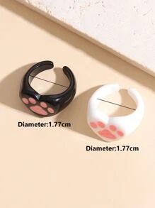 2 件爪子细节心形设计戒指情人节、妈妈、母亲、母亲节、礼物 - 彩色 - 查看 4