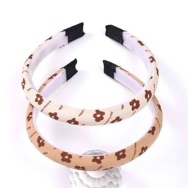 

2pcs Flower Pattern Headband, Multicolor