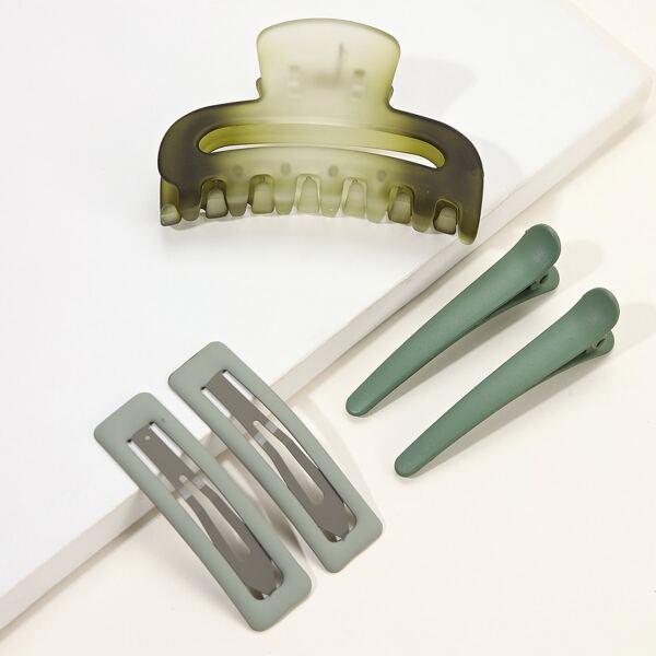 

4pcs Solid Hair Clip & Hair Claw, Multicolor
