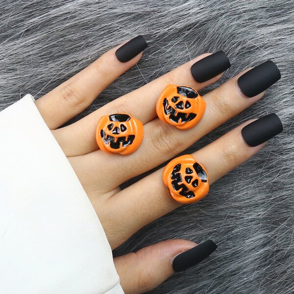 

3pcs Halloween Pumpkin Jewelry Set, Multicolor