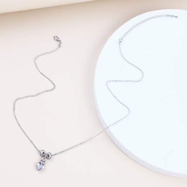 

Heart Charm Necklace, Silver