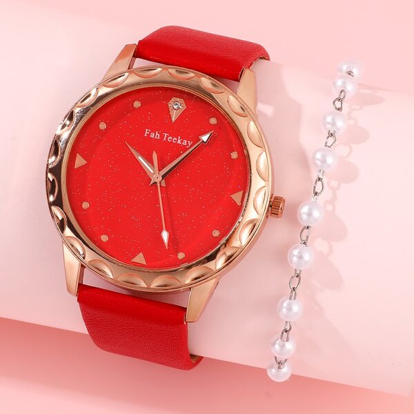 

1pc Round Pointer Quartz Watch & 1pc Bracelet