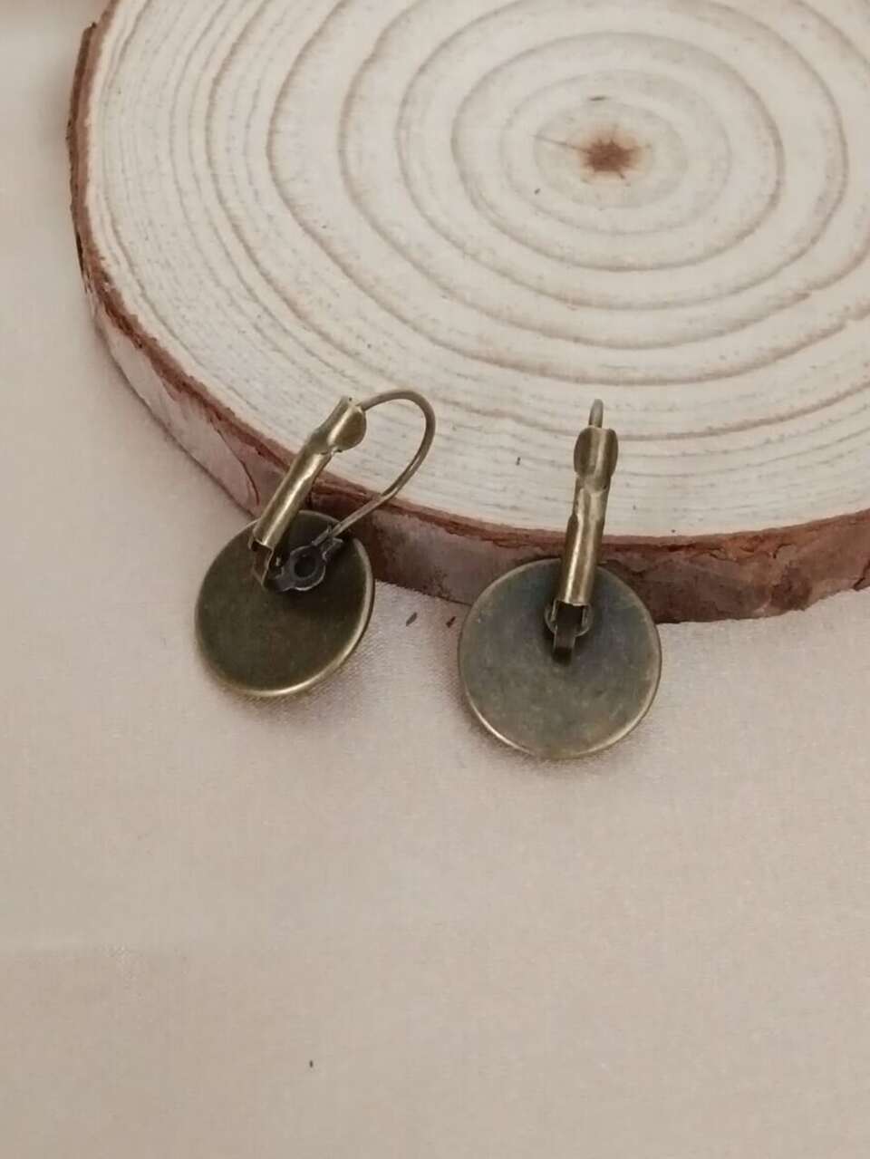 1pc Flower Print Round Drop Earrings Copper Jewelry Valentines
