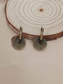 1 pieza Pendientes de diseño redondo con estampado de gato Joyas de cobre - Multicolor - Ver 2