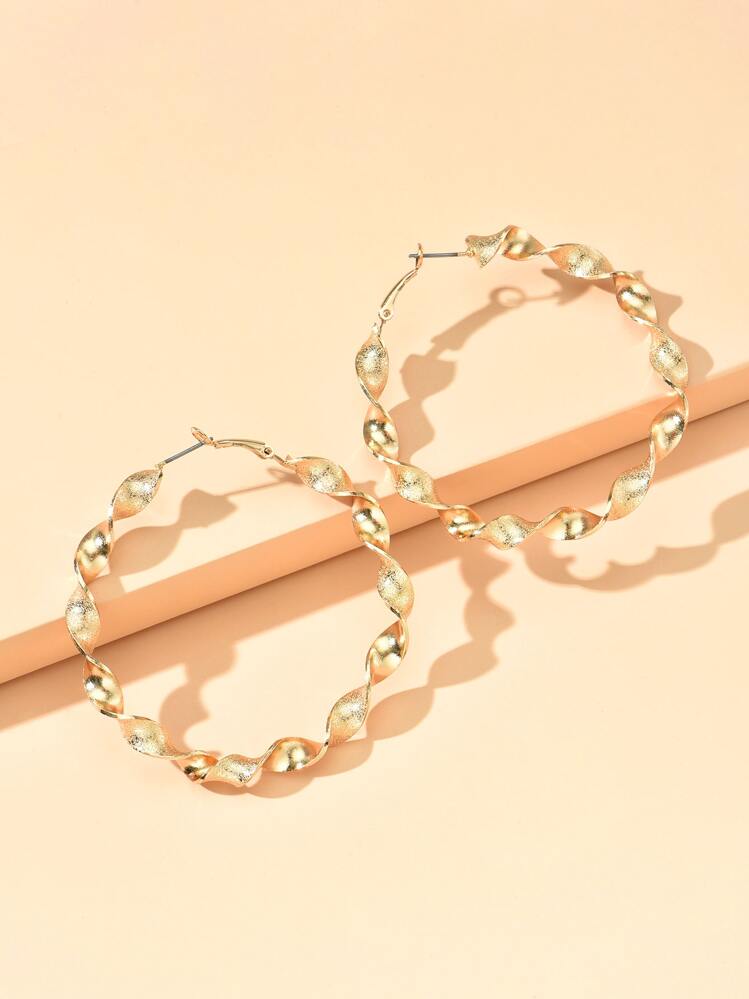 1 Pair Minimalist Matte Spiral Geometric Earrings - Yellow Gold - View 3