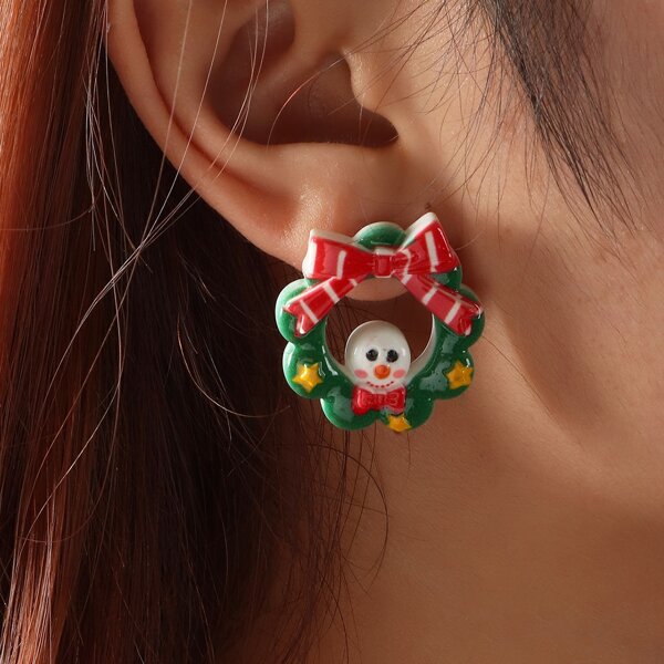 

Christmas Bow Decor Drop Earrings, Multicolor