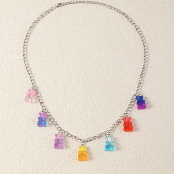 

Bear Charm Necklace, Multicolor