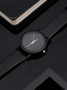 1pc Men Glitter Dial Quartz Watch & 2pcs Bracelet As A Gift For Students Returning To School - Black - View 2