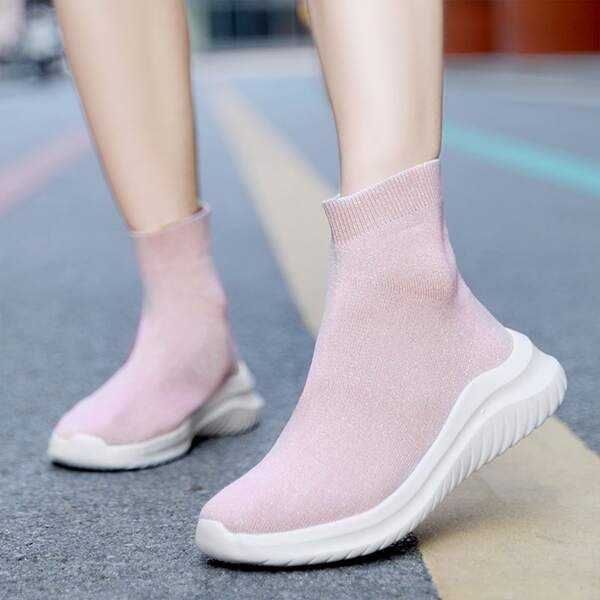 

Sock Design Slip-on Running Shoes, Pink