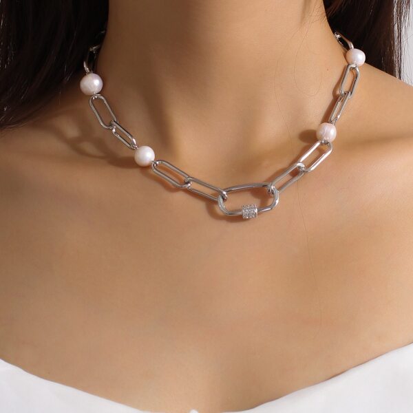 

Natural Pearl Decor Chain Necklace, Multicolor