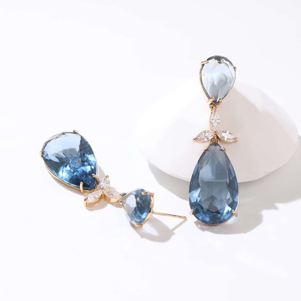 

Water Drop Earrings, Blue
