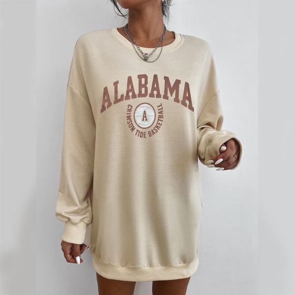 

Basketball & Letter Graphic Drop Shoulder Pullover, Khaki