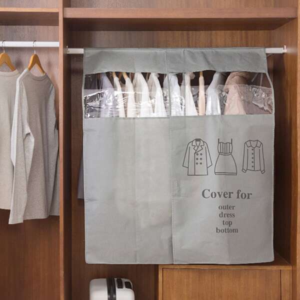 

1pc Plain Foldable Garment Dust Cover, Grey