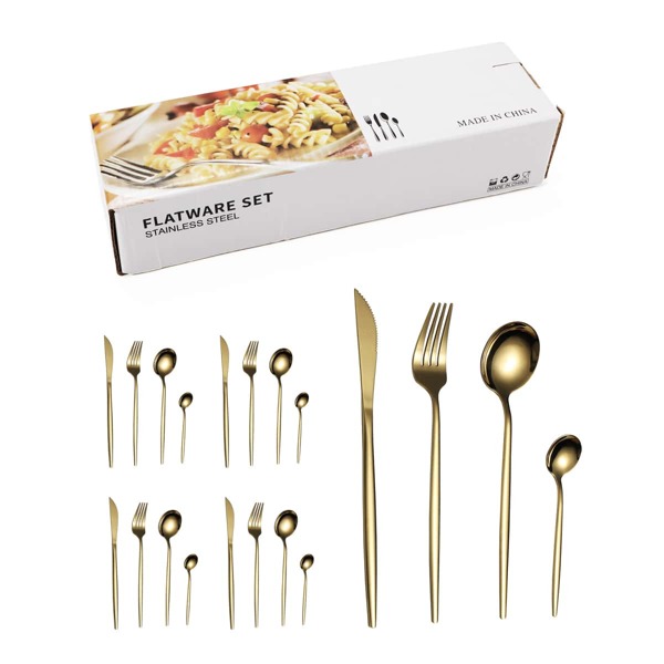 

20pcs Stainless Steel Dinning Set, Gold