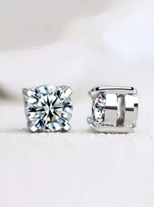 Hoa tai Khối Zirconia  Trang trí Từ tính - Bạc - Xem 1
