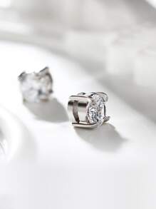 Hoa tai Khối Zirconia  Trang trí Từ tính - Bạc - Xem 2