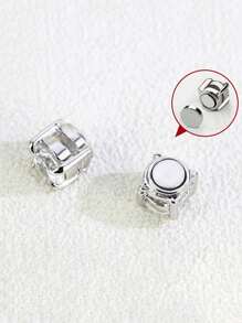 Hoa tai Khối Zirconia  Trang trí Từ tính - Bạc - Xem 5