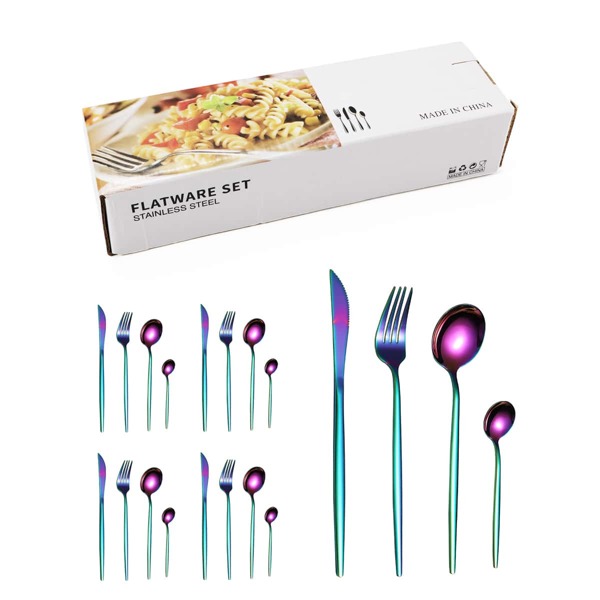 

20pcs Stainless Steel Dinning Set, Multicolor