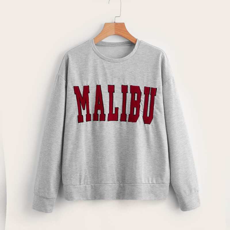 

Letter Drop Shoulder Sweatshirt, Light grey