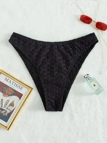 SHEIN Swim 紋理質感泳衣下裝 - 黑色 - 查看 2