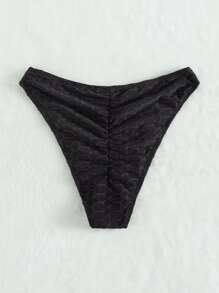 SHEIN Swim 紋理質感泳衣下裝 - 黑色 - 查看 3