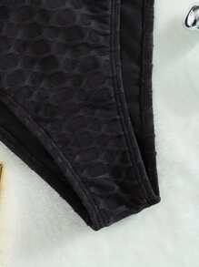 SHEIN Swim 紋理質感泳衣下裝 - 黑色 - 查看 4