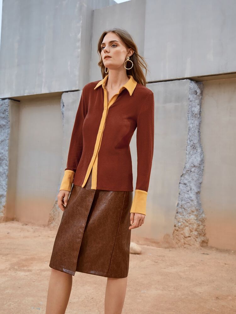 Color Block Blouson Sleeve Top