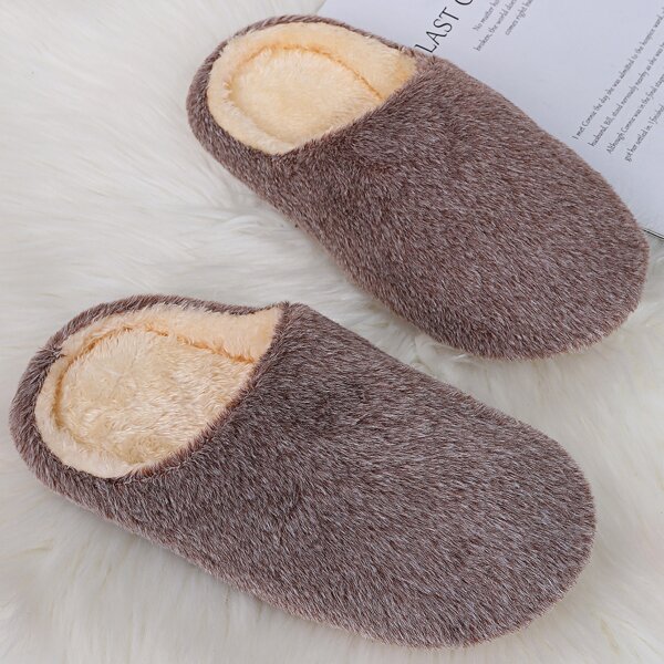 

Minimalist Fluffy Slippers, Khaki