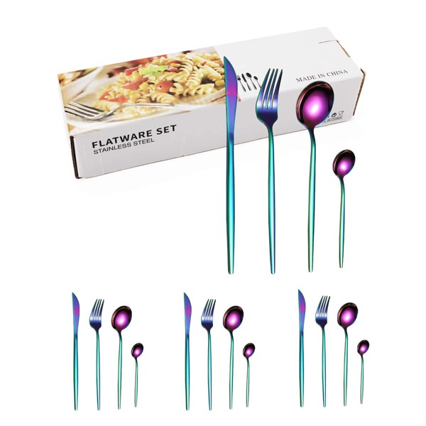 

16pcs Stainless Steel Dinning Set, Multicolor