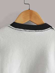 SHEIN 小女童狗狗和愛心圖案網紗邊毛衣洋裝 - 黑與白 - 查看 4