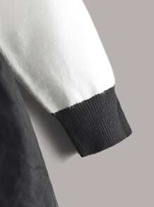 SHEIN 小女童狗狗和愛心圖案網紗邊毛衣洋裝 - 黑與白 - 查看 5