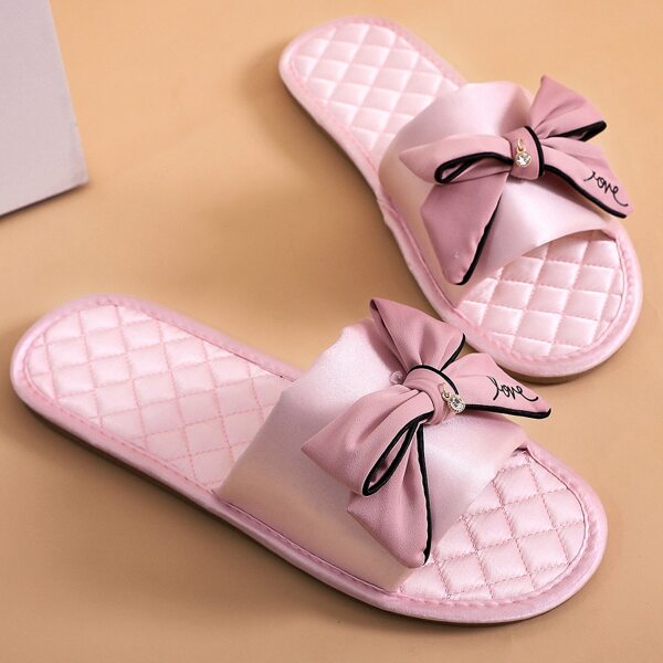 

Minimalist Bow Decor Slippers, Pink