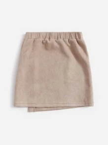 SHEIN Váy chữ A giản dị bằng kaki Tween Girl Thích hợp cho mùa thu đông - Màu Khaki - Xem 2