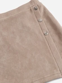 SHEIN Váy chữ A giản dị bằng kaki Tween Girl Thích hợp cho mùa thu đông - Màu Khaki - Xem 4