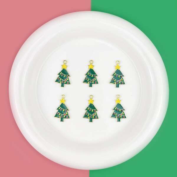 

6pcs DIY Christmas Tree Charm, Green