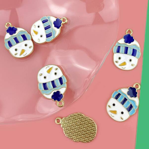 

6pcs DIY Christmas Snowman Charm, Multicolor
