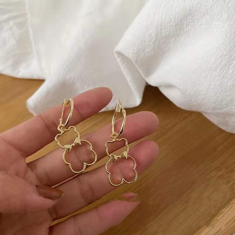 

Bear Drop Earrings, Gold