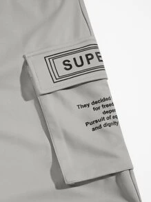 Manfinity RebelGame Men Slogan Graphic Joggers - Grey - View 4