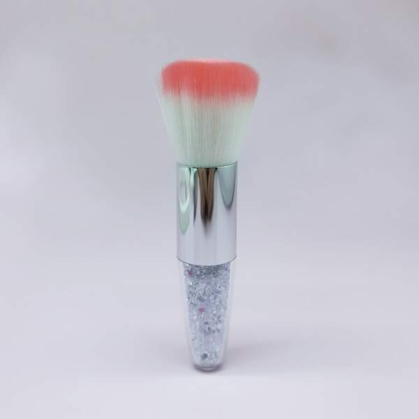

1pc Rhinestone Decor Powder Brush, Pink