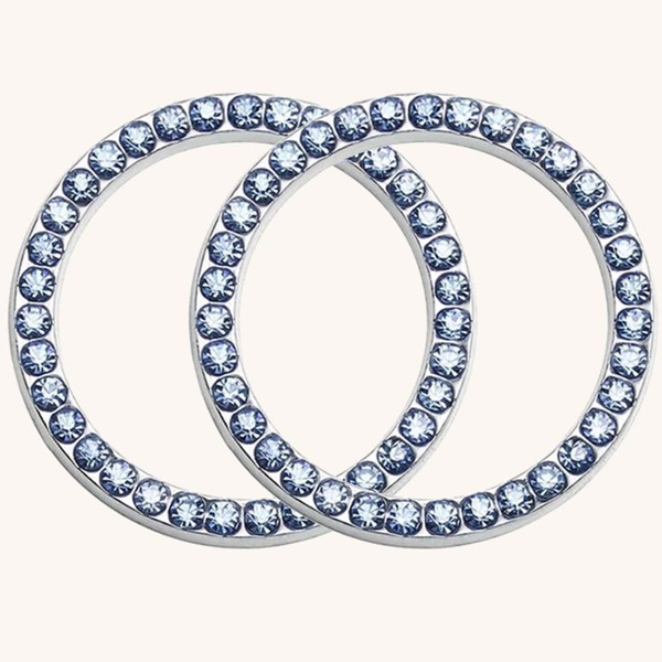 

2pcs Car One-button Start Rhinestone Decoration, Blue